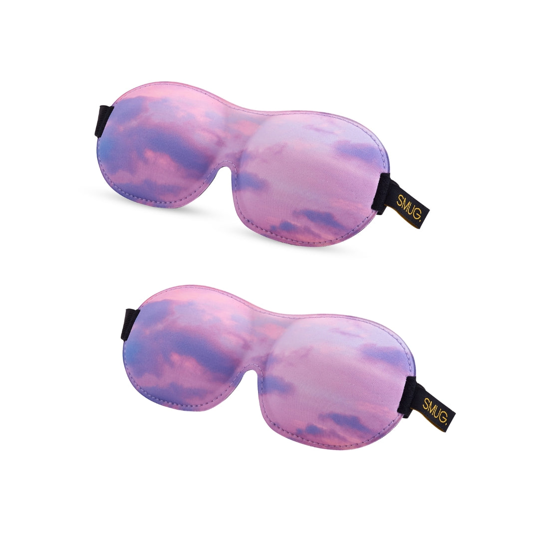 Contoured Sleep Mask Twin Pack Sets - Various Designs Cloudy Sky