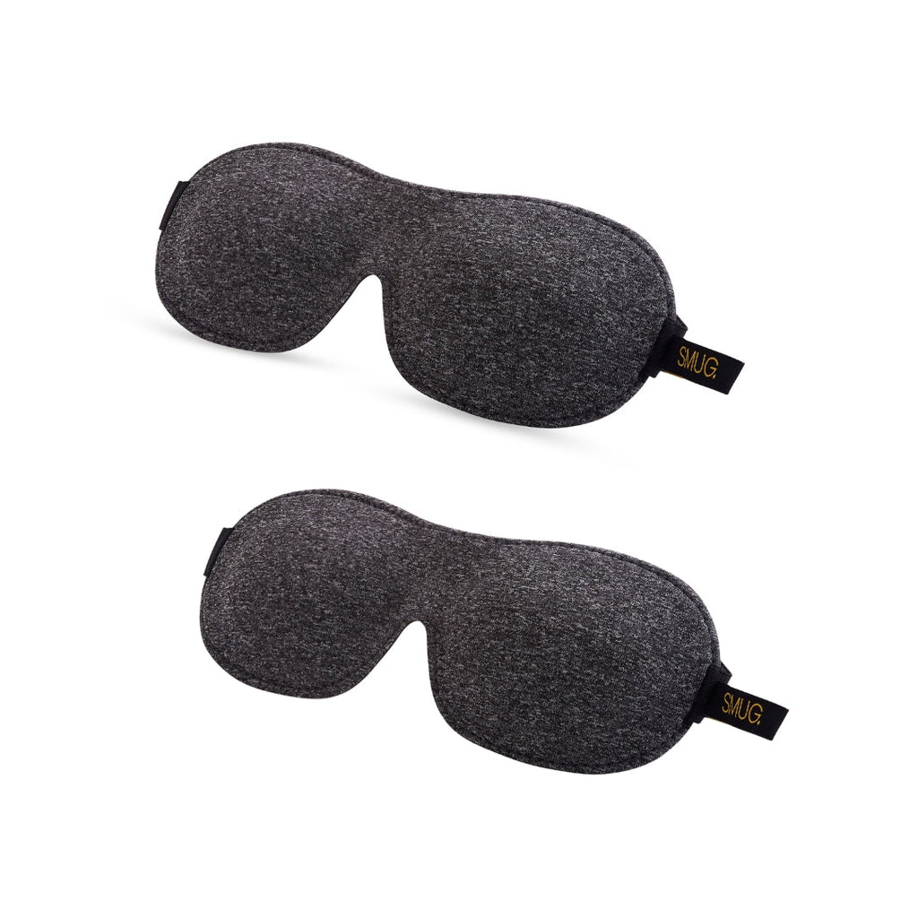 Contoured Sleep Mask Twin Pack Sets - Various Designs Dark Grey Marl