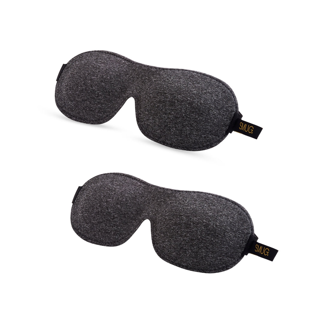 Contoured Sleep Mask Twin Pack Sets - Various Designs Dark Grey Marl