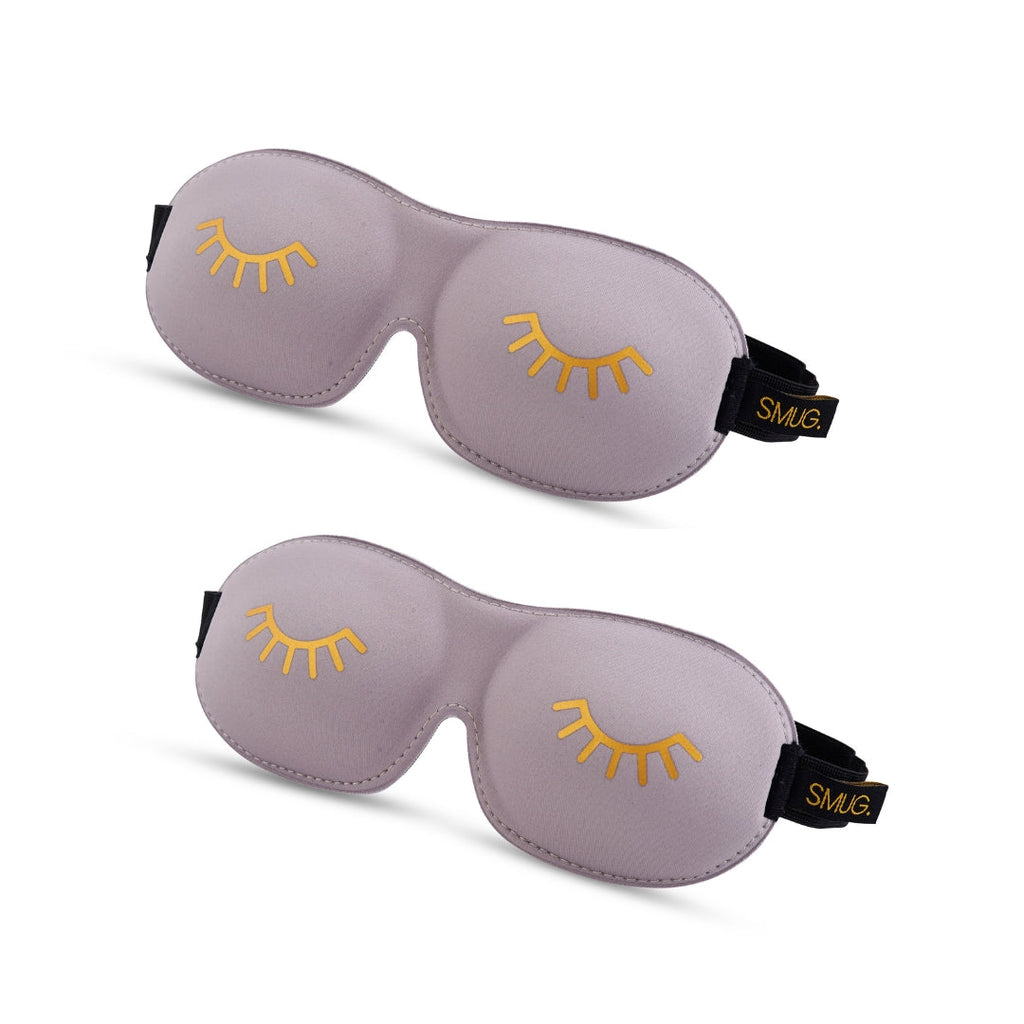 Contoured Sleep Mask Twin Pack Sets - Various Designs Wink Grey