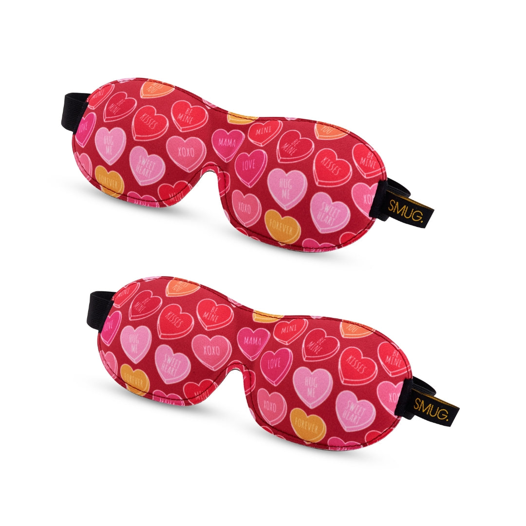 Contoured Sleep Mask Twin Pack Sets - Various Designs Heart Sweets