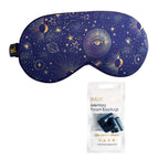 Satin Sleep Mask - Blue Celestial Sleep Mask & Black Earplugs
