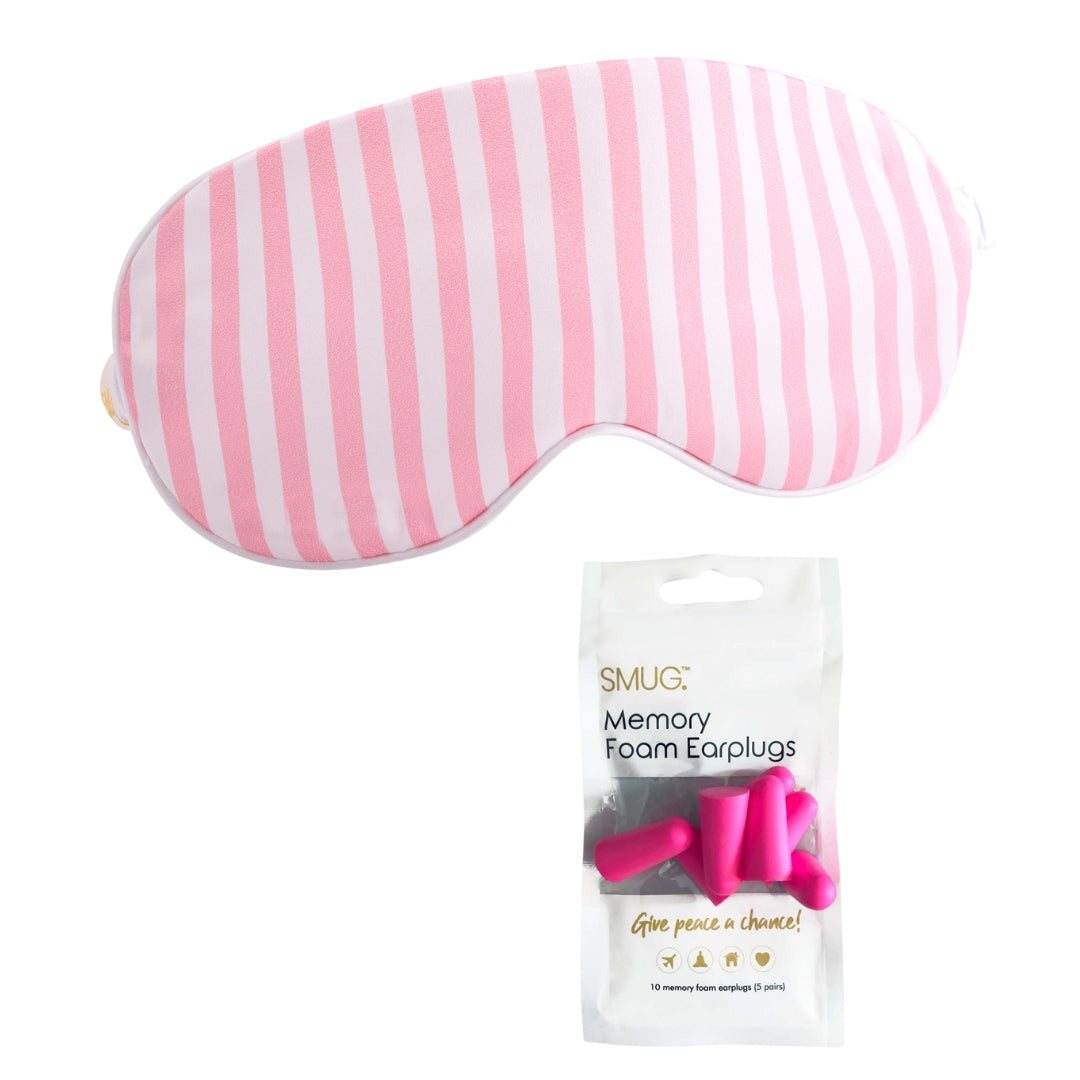 Satin Sleep Mask - Candy Shop Print Sleep Mask & Pink Earplugs