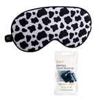 Satin Sleep Mask - Cow Print Sleep Mask & Black Earplugs