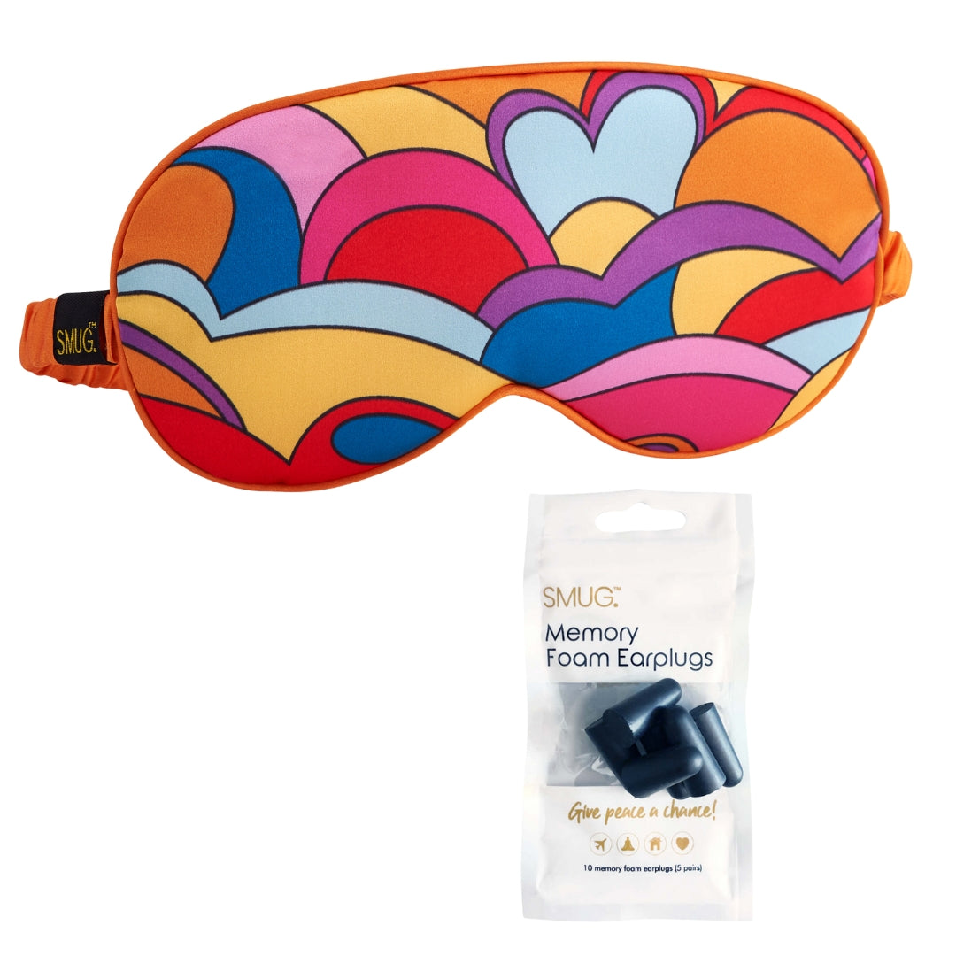 Satin Sleep Mask - Lucy in the Sky Print Sleep Mask & Black Earplugs