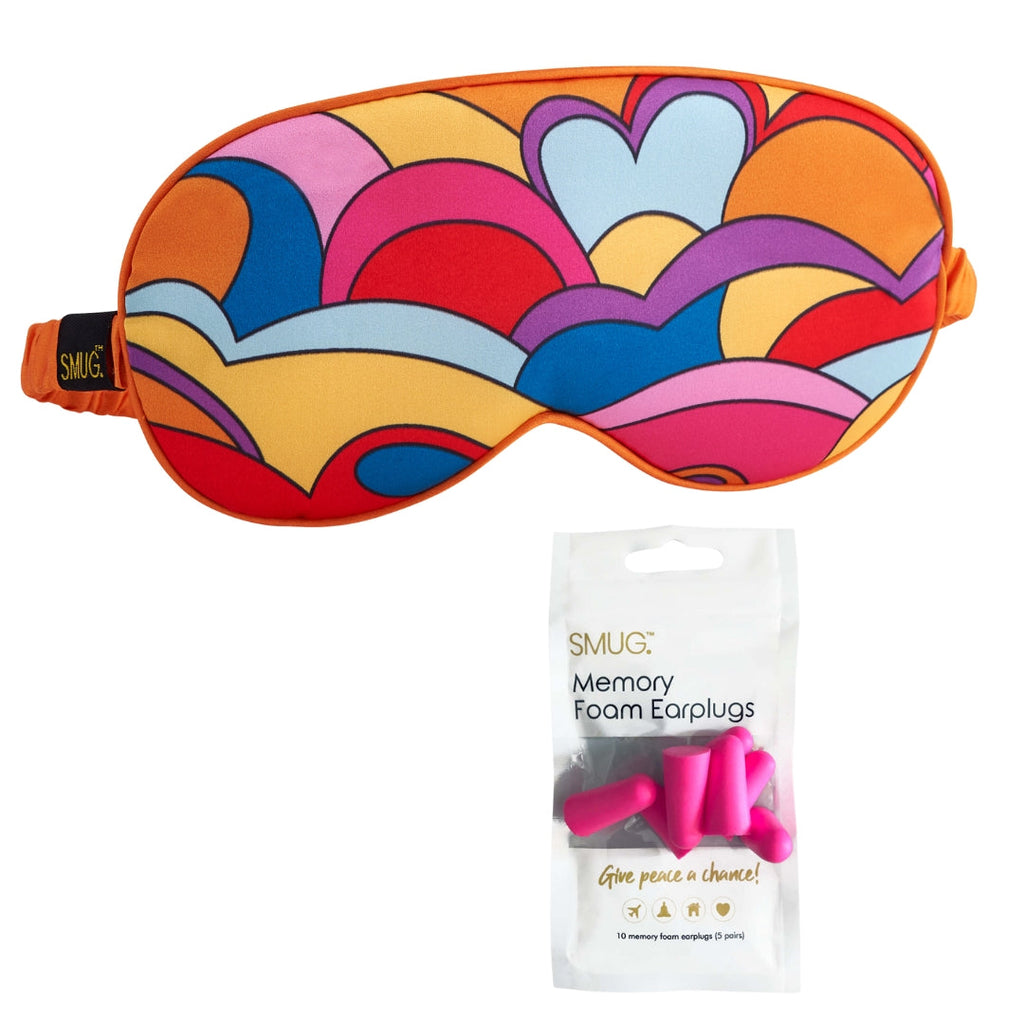 Satin Sleep Mask - Lucy in the Sky Print Sleep Mask & Pink Earplugs