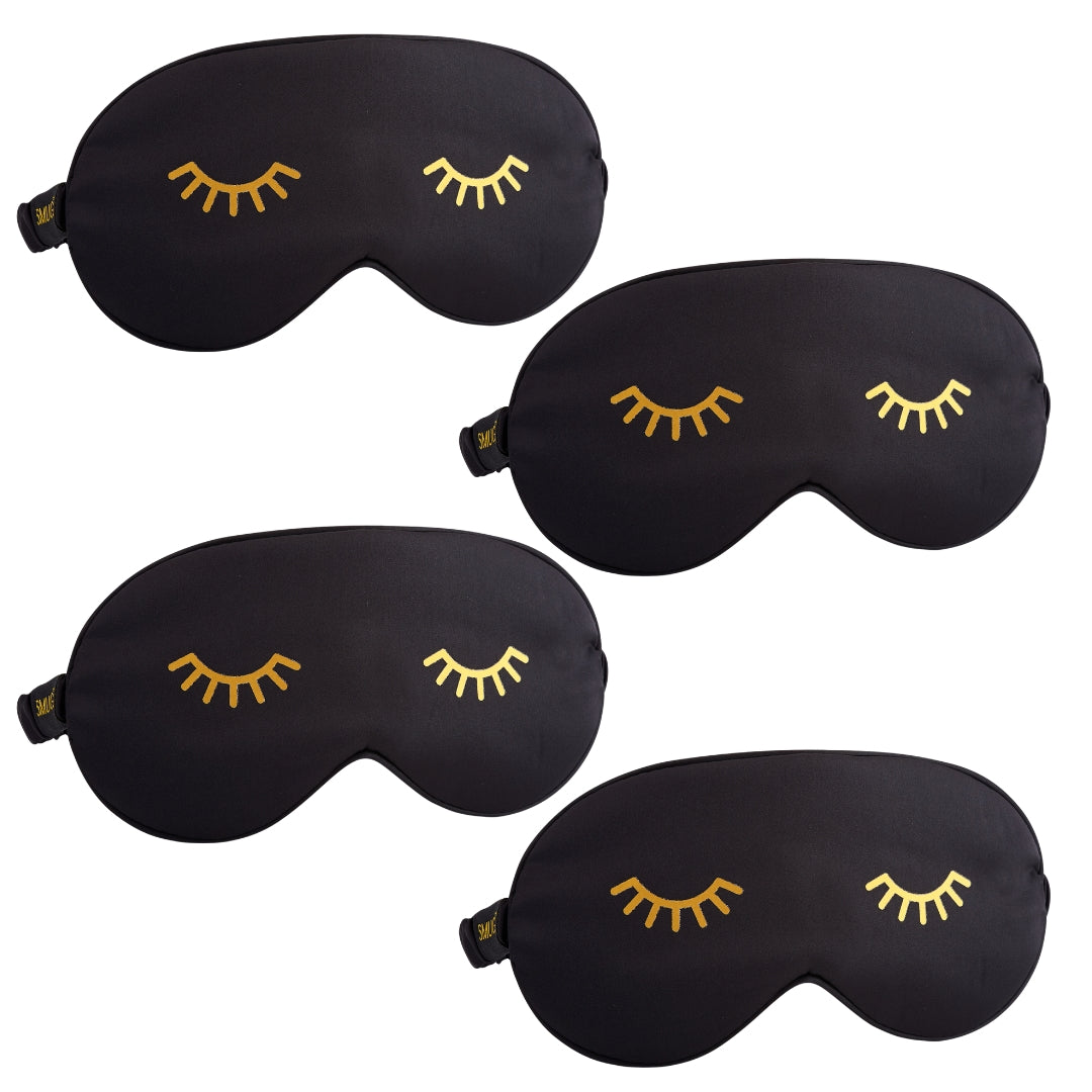 Satin Sleep Mask Multipack Sets - Various Designs Wink Black