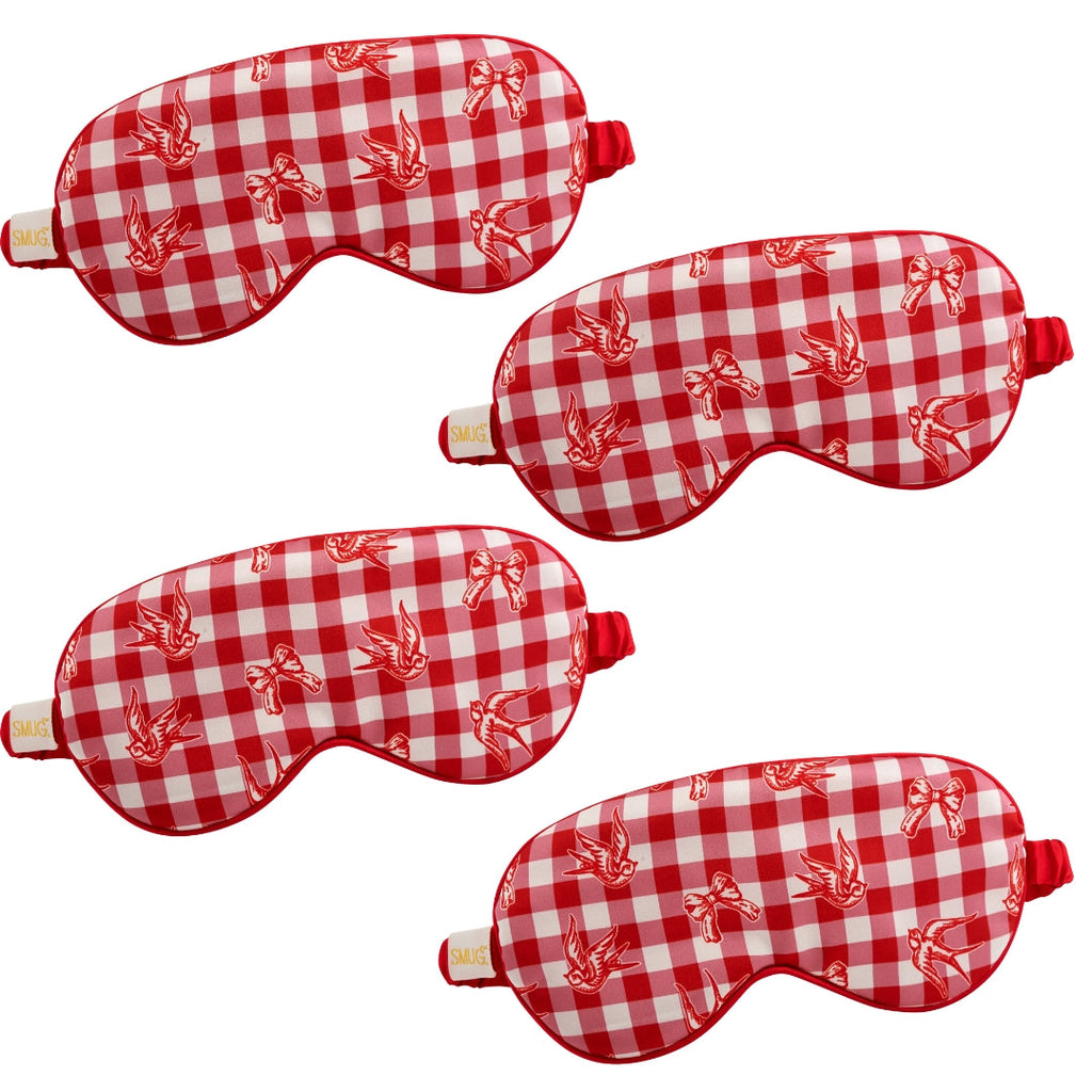 Satin Sleep Mask Multipack Sets - Various Designs Gingham Bows & Birds