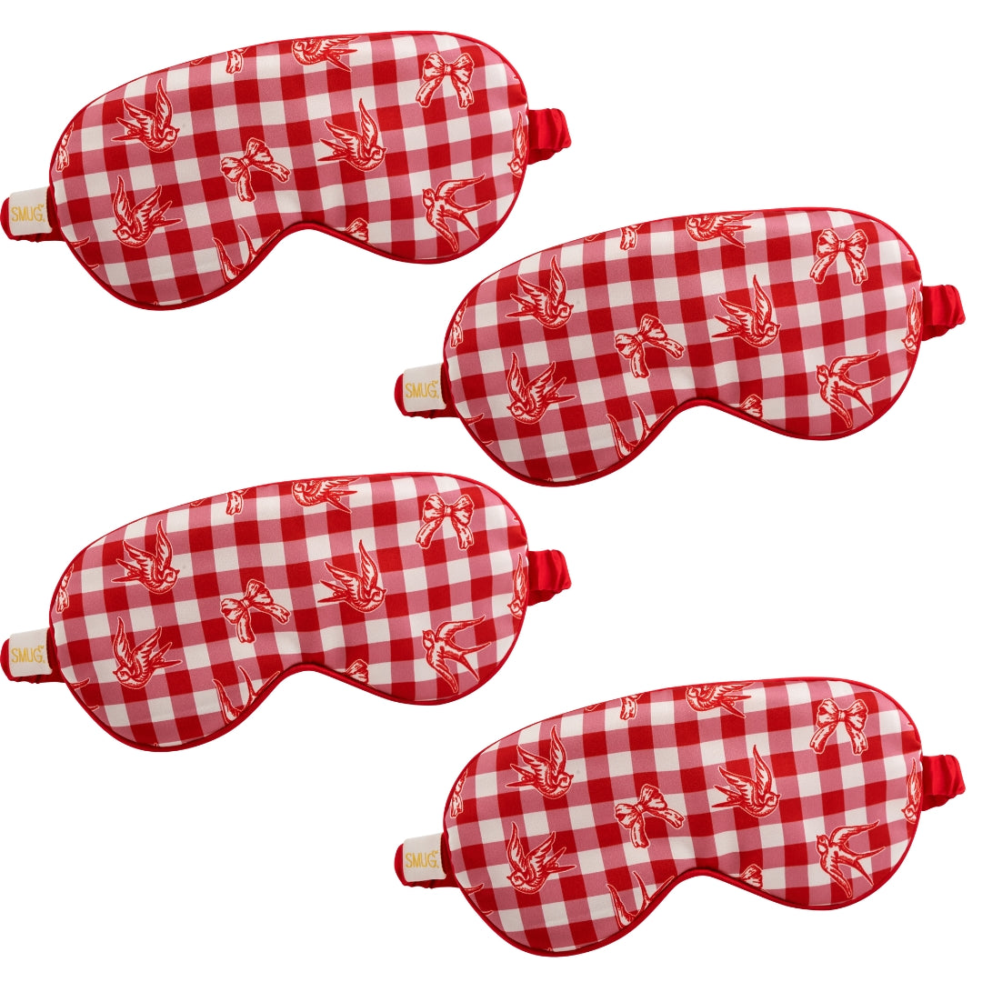 Satin Sleep Mask Multipack Sets - Various Designs Gingham Bows & Birds