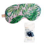 Satin Sleep Mask - Palm Print Sleep Mask & Black Earplugs
