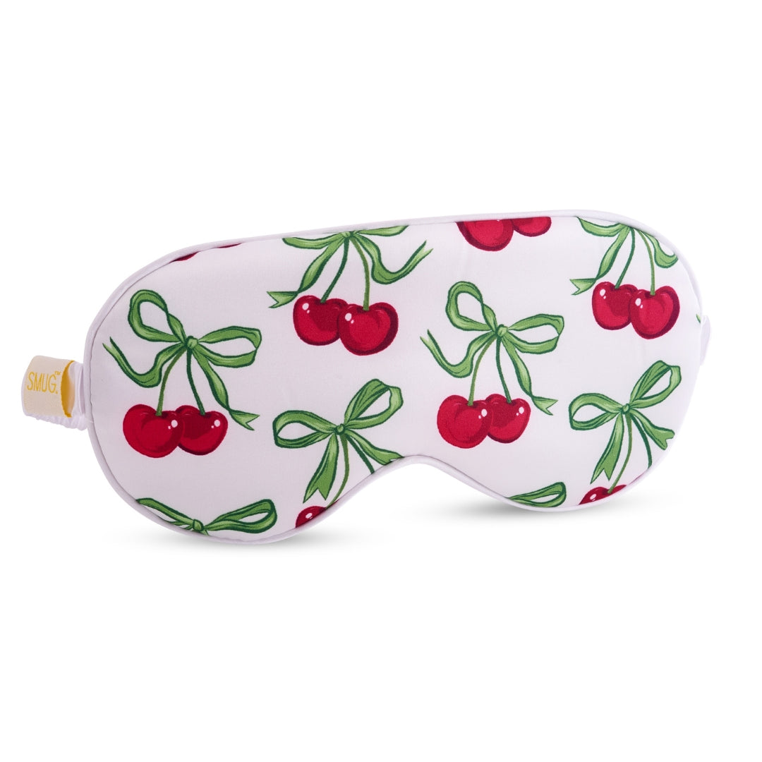 Satin Sleep Mask - White Cherries Print Sleep Mask Only