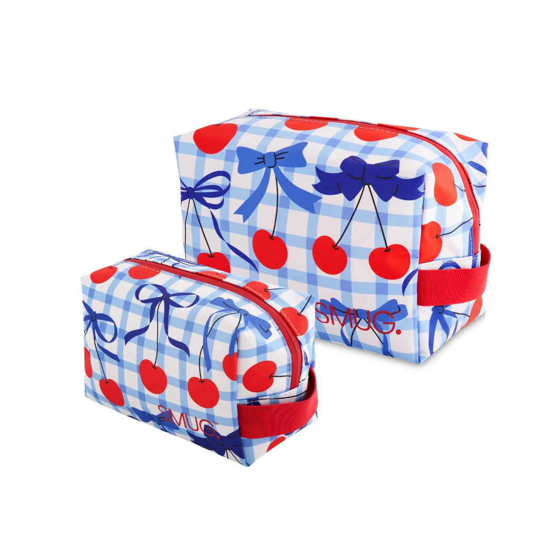 Toiletry & Wash Bag Set Blue Cherries