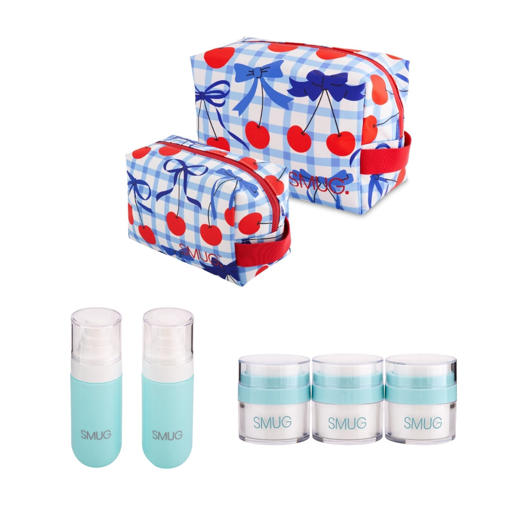 The Travel Essentials Set - Various Prints Blue Cherries