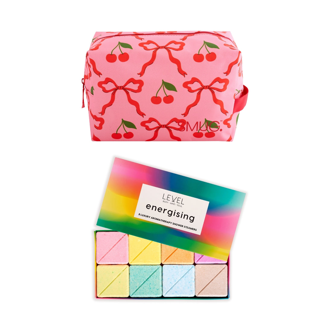 Wake-Up Wash Bag Set – Various Prints Red Cherries