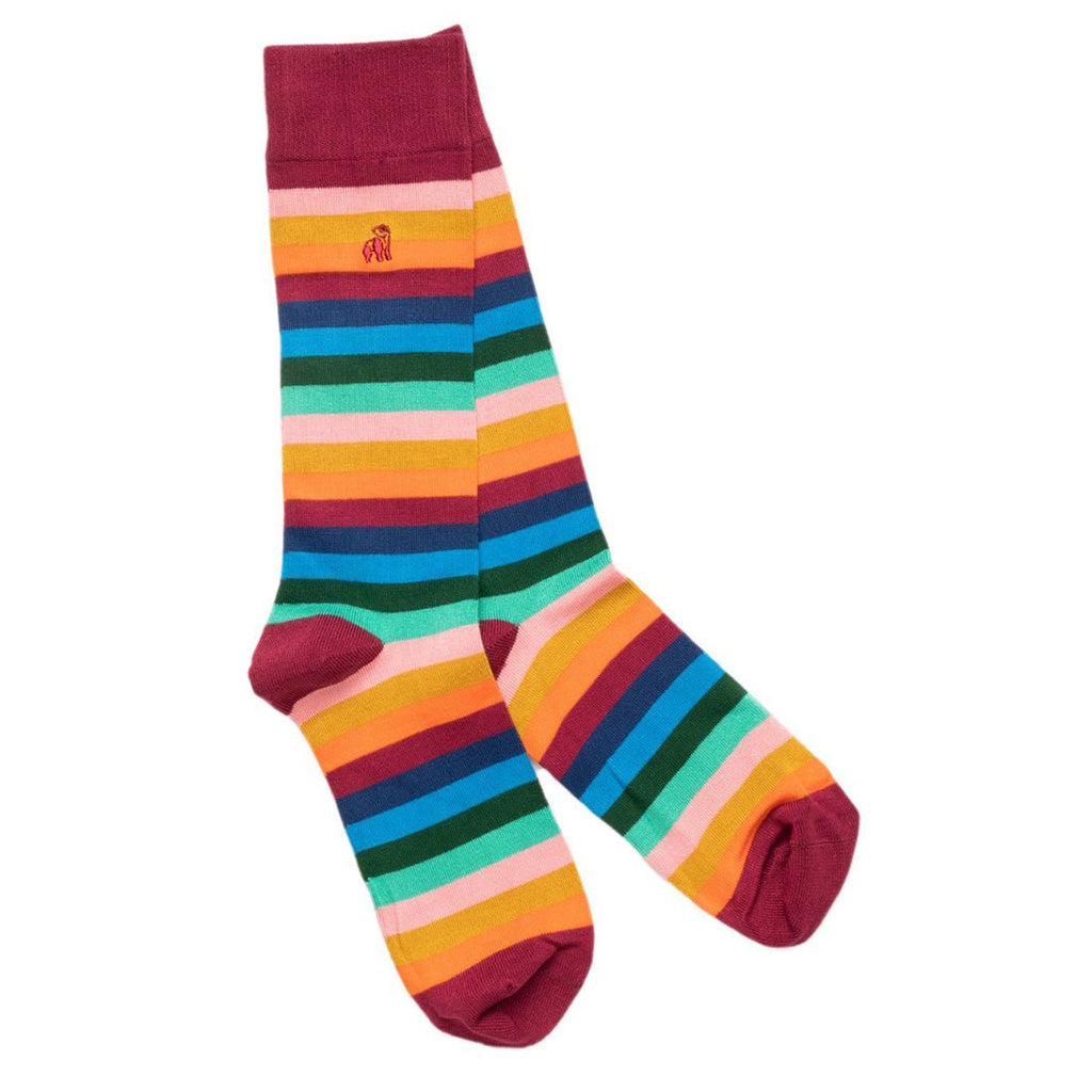Multi Fine Striped Bamboo Socks UK 12-15 (US 13-15.5 EU 47-50)