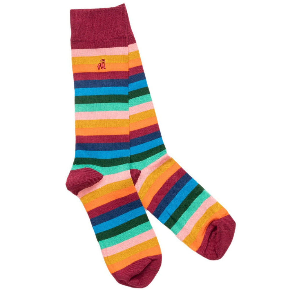 Multi Fine Striped Bamboo Socks