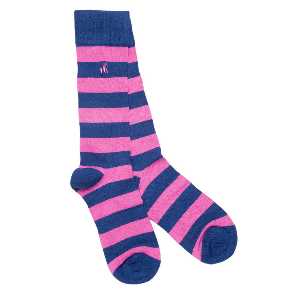 Sustainable Bamboo Socks, Made to Last Rich Pink Stripe