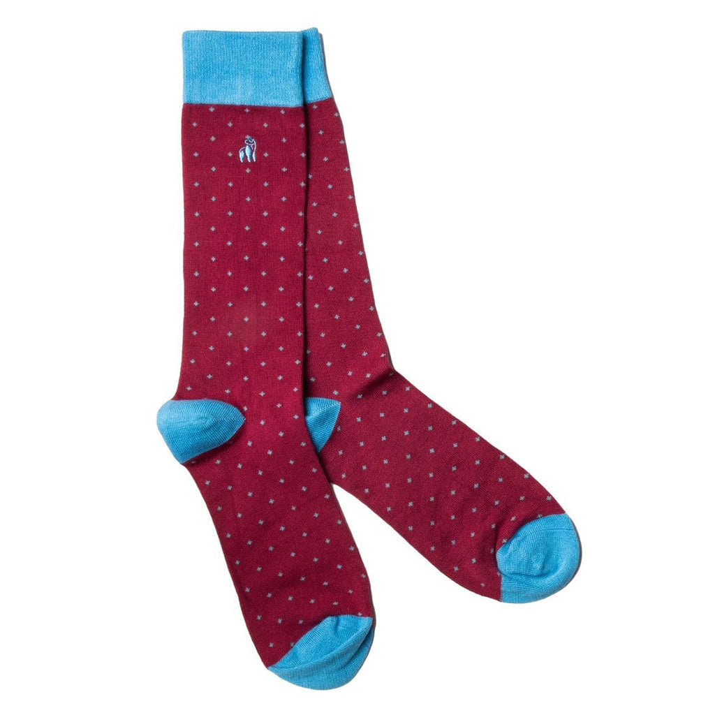 Spotted Burgundy Bamboo Socks UK 7-11 (US 8-12 EU 40-47)