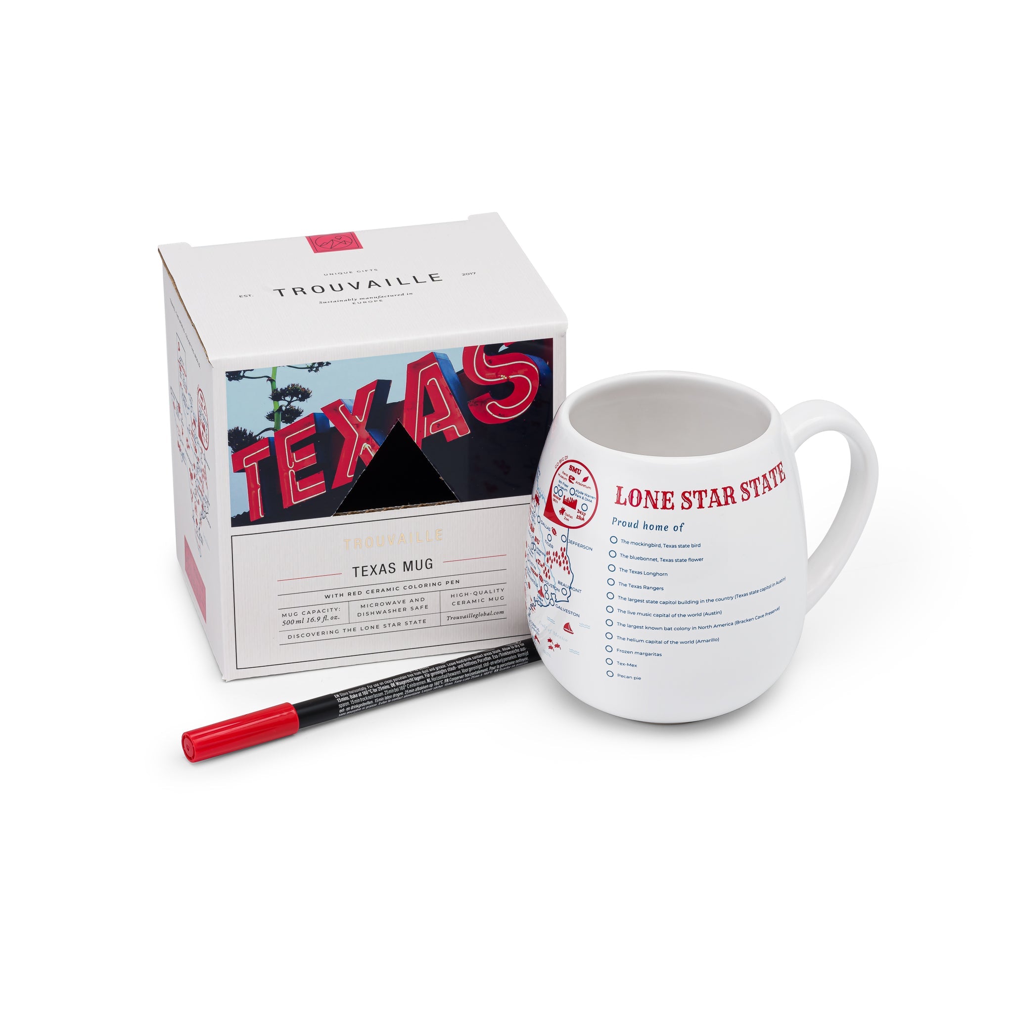Texas Map Color In Travel Mug