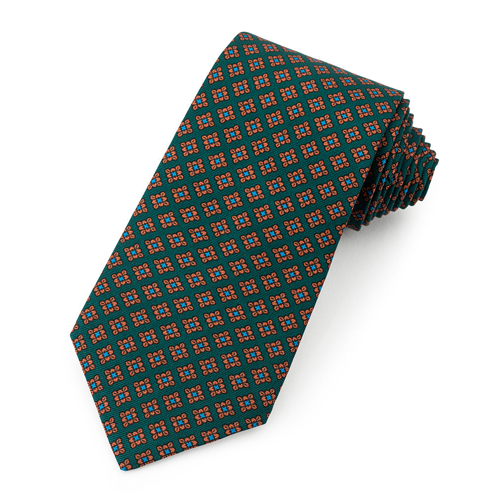 Floral Ancient Madder Silk Tie In Green