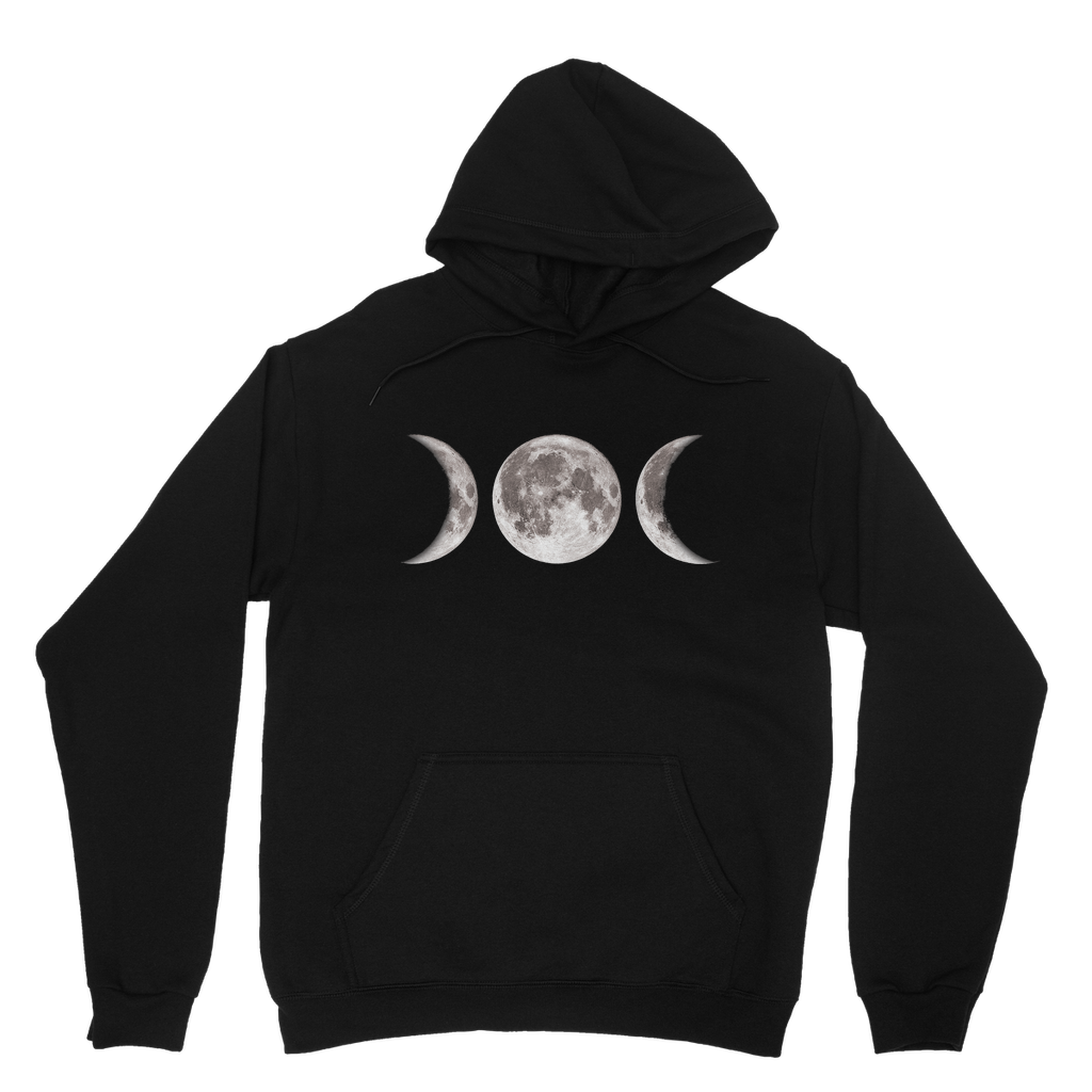 Triple Goddess Classic Hoodie | Super Soft Ethically Made Lunar Print Deep Black