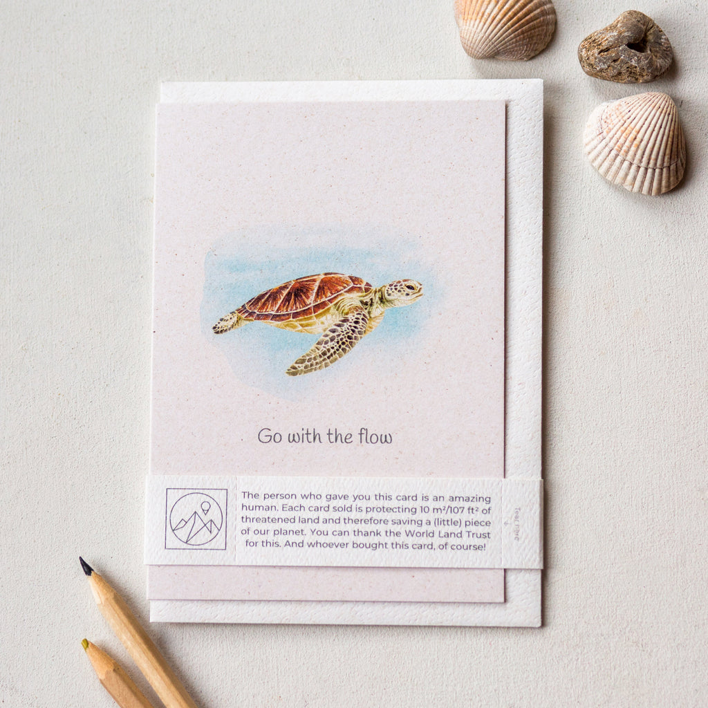 Animal Lover Charity Greeting Card Turtle 'Go with the flow' card