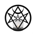 Hex Tealight Holder Gothic Iron Glass Candle Stand