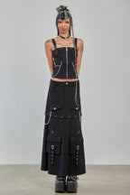 Gothic Cargo Skirt Black Zip Off Punk Style Banned