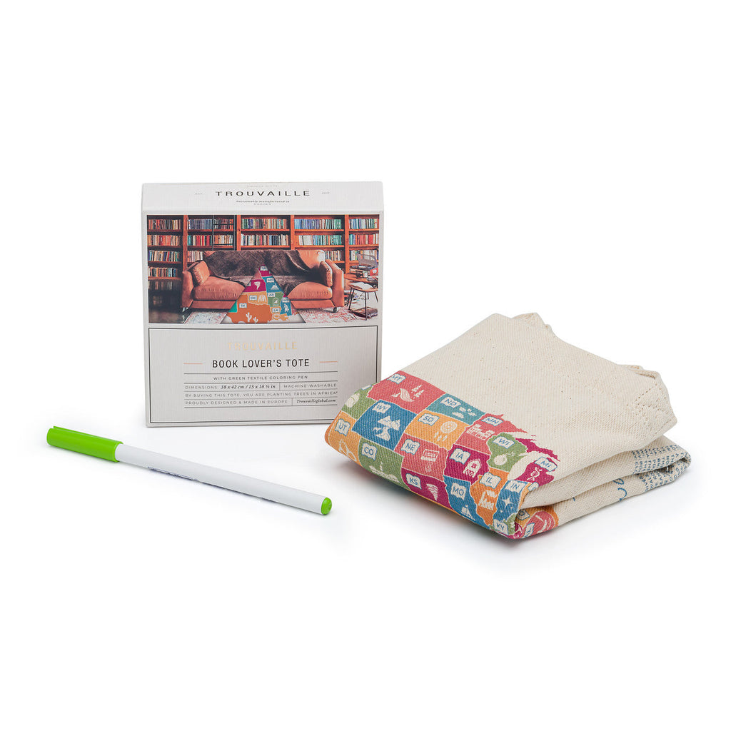 US Book Lover's Color In Totebag