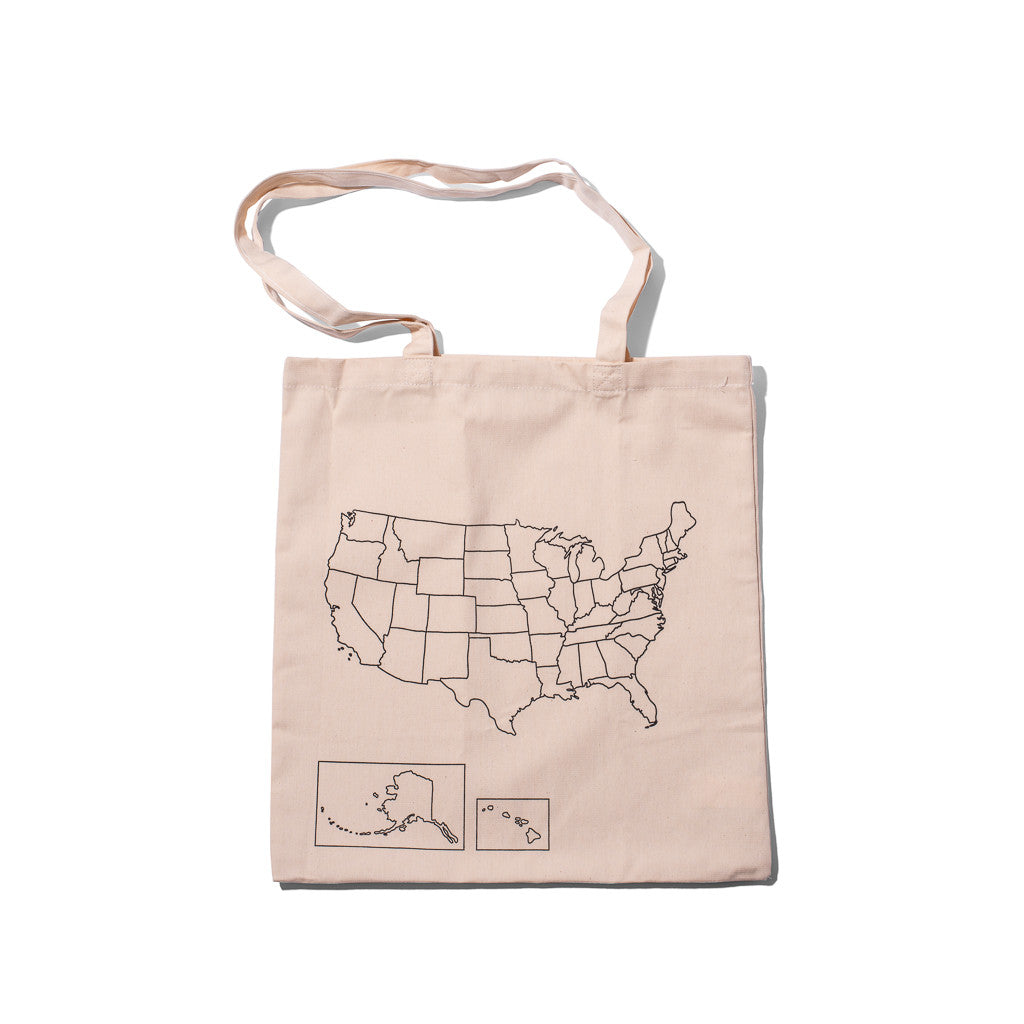 USA Map Color In Travel Tote
