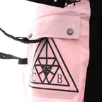 Gothic Mini Skirt Black Pink Strap Detail Chemical Black