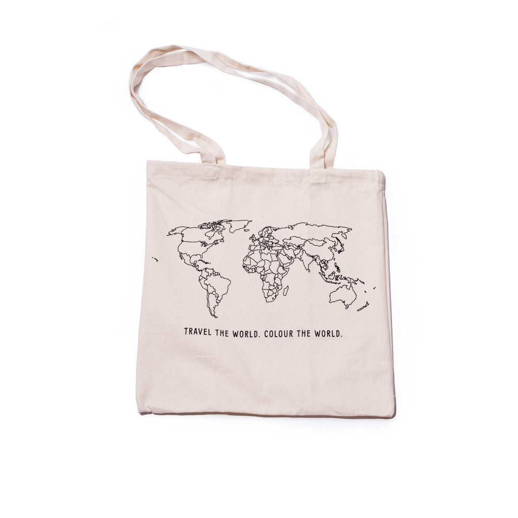 World Map Colour In Travel Tote
