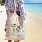 World Map Colour In Travel Tote