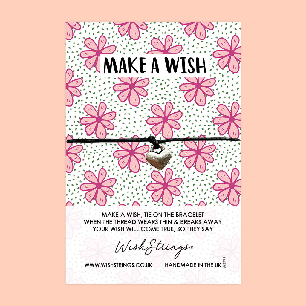 WishStrings Wish Bracelet – Floral Charm Bracelet With Flower Pattern Design Card Gift