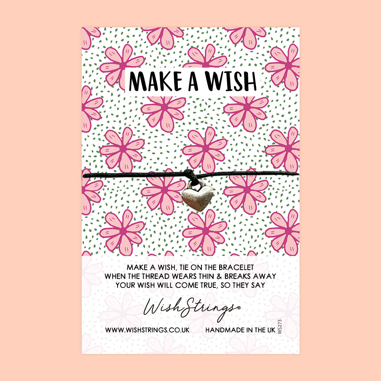 WishStrings Wish Bracelet – Floral Charm Bracelet With Flower Pattern Design Card Gift