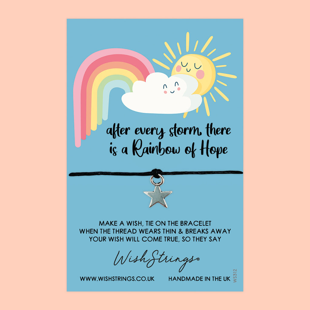 Wish Bracelet – Rainbow Wish Bracelet on Handmade Cotton Cord | Encouragement Gift Card