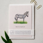 Animal Lover Charity Greeting Card Zebra 'Born to stand out' card